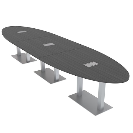 Skutchi Designs 45 in W, 165.75 in L, 29 in H, Engineered Wood Top, Grey HAR-OVL-45X166-DOU-ELEC-ASIANNIGHT